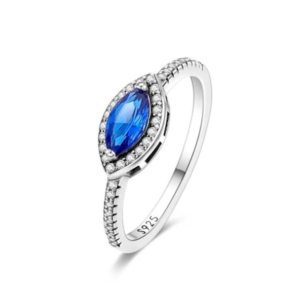 Sterling Silver Blue Stone Dainty Ring - Picture 8 of 8